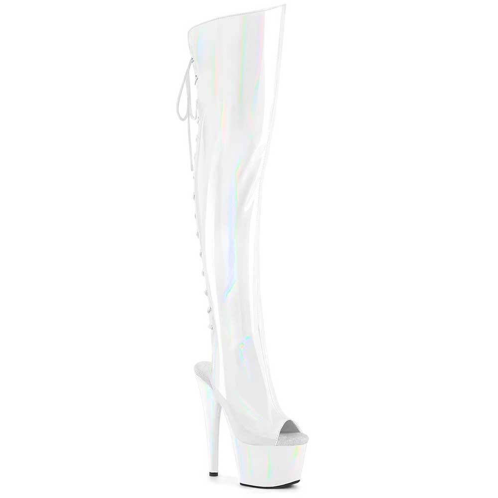 Pleaser - ADORE3019HWR Plateau Overknee Laarzen - Wit Product image
